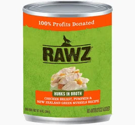 RAWZ Hunks in Broth | Chicken Breast, Pumpkin, & Green Mussels | 10oz Can