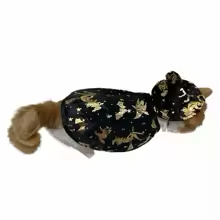 Black and Gold Wizard Pet Costume with Hat and Cape