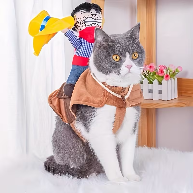 Cowboy Rider Dog Costume with Plush Rodeo Figure