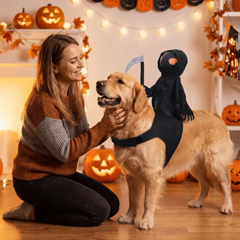 Grim Reaper Rider Dog Costume with Scythe