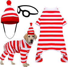 Red & White Striped Character Dog Costume Set