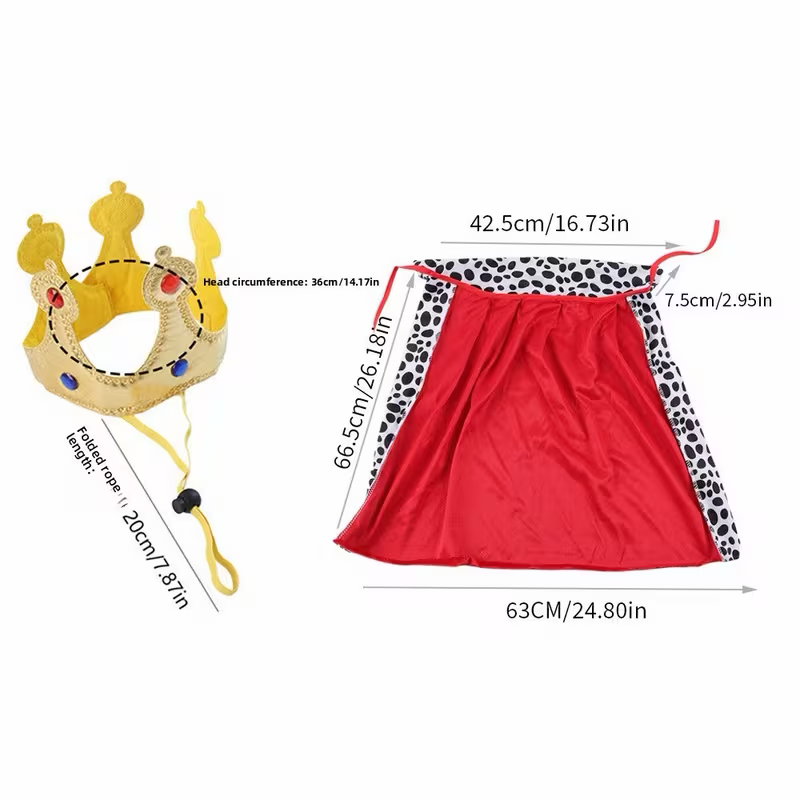 Royal King Dog Costume with Crown and Red Cape