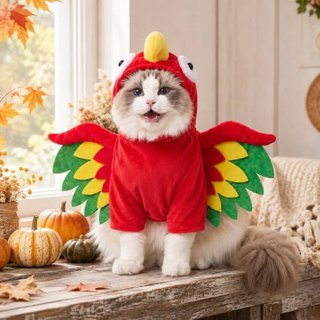 Colorful Parrot Dog Costume with Hood and Wings