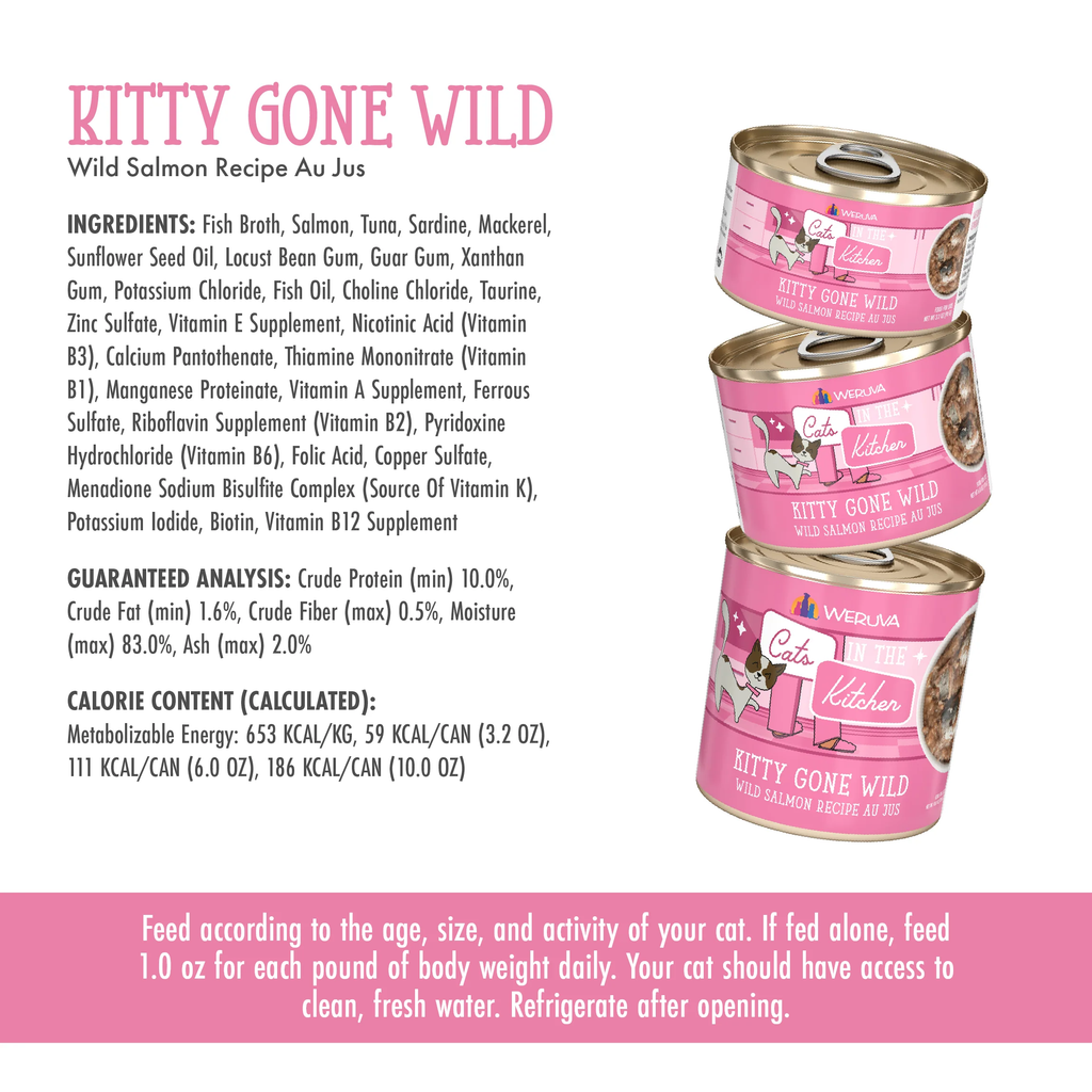 Weruva Cats in the Kitchen Kitty Gone Wild — Wild Salmon Recipe Au Jus 6 oz