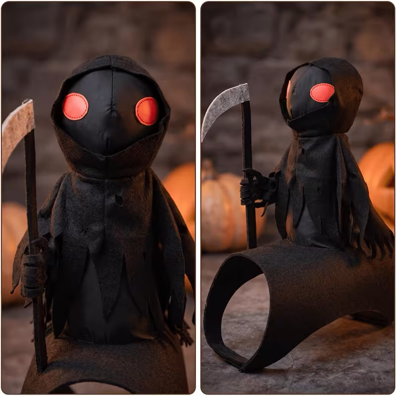 Grim Reaper Rider Dog Costume with Scythe