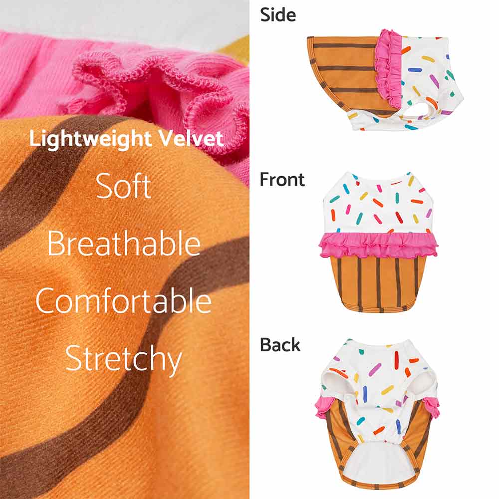 Cupcake Dog Costume with Sprinkles and Pink Ruffles