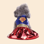 Superhero Dog Dress Costume with Paw Emblem