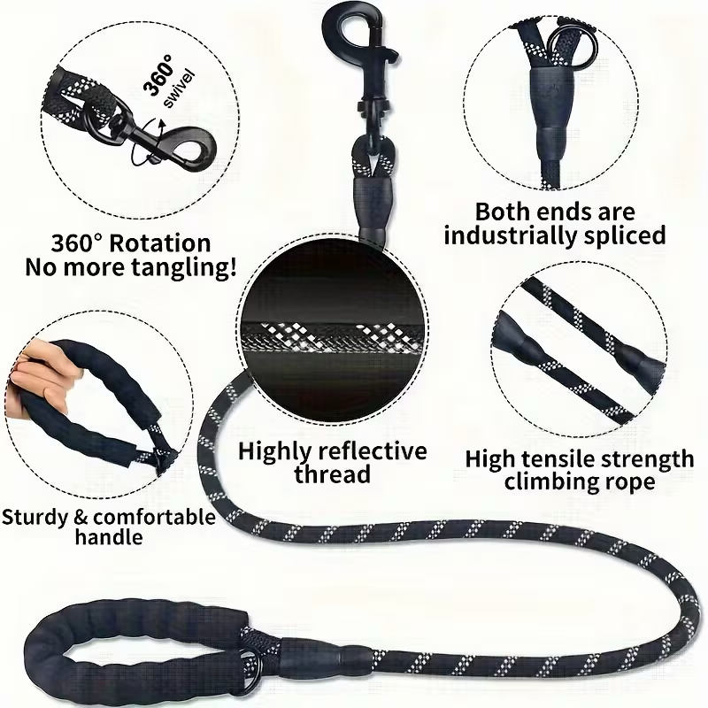 Reflective Dog Leash with Padded Handle