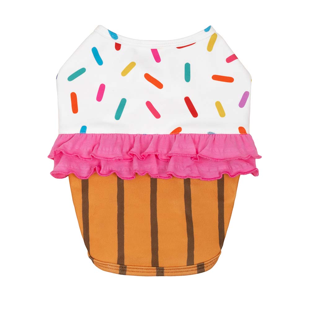 Cupcake Dog Costume with Sprinkles and Pink Ruffles