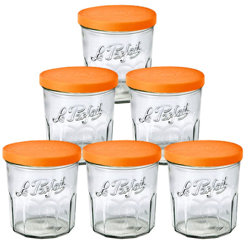French Glass Jam Pot with Orange Lid