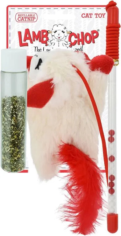 Lamb Chop 12" Cat Wand with Refillable Catnip