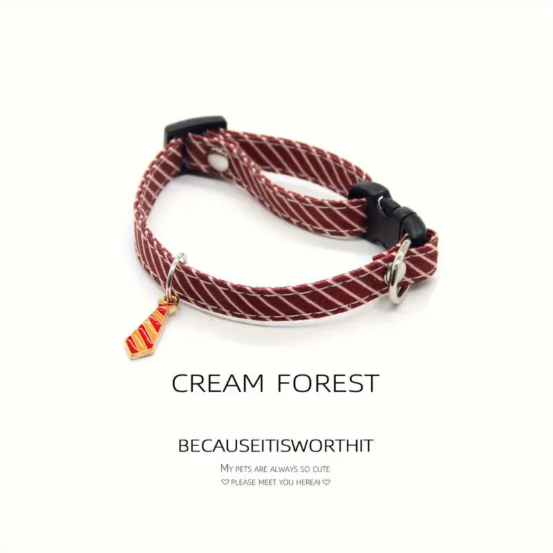 Maroon Stripe Cat Collar