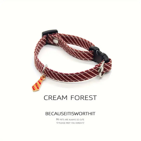Maroon Stripe Cat Collar