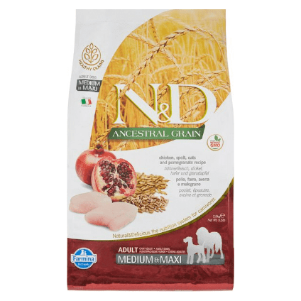 Farmina N&D Ancestral Grain Chicken & Pomegranate Dry Dog Food – Adult Medium & Maxi
