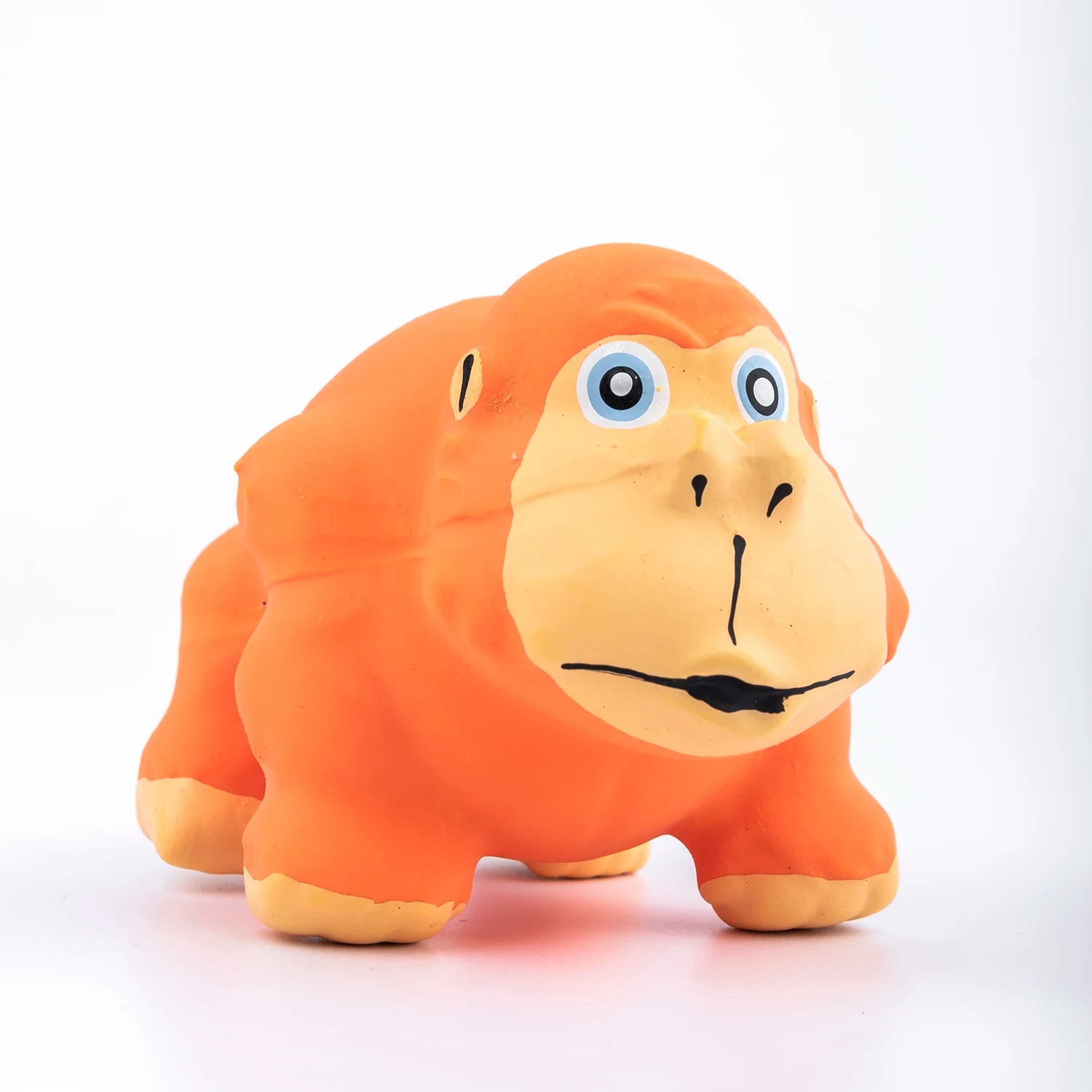 Orange latex squeaky gorilla dog toy