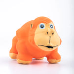 Orange latex squeaky gorilla dog toy