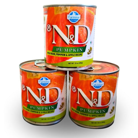 Farmina N&D Pumpkin – Wild Boar, Pumpkin & Apple Recipe – Wet Dog Food (10 oz Can)