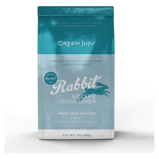 Green JuJu - Freeze Dried Dog Food - Rabbit Recipe with Duck Liver 14 oz.