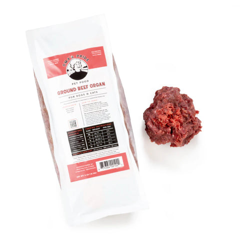Oma’s Pride Ground Beef Organ for Dogs & Cats – 1 lb