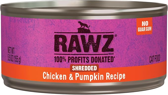 RAWZ Shredded Chicken & Pumpkin Wet Cat Food – 5.5 oz Can