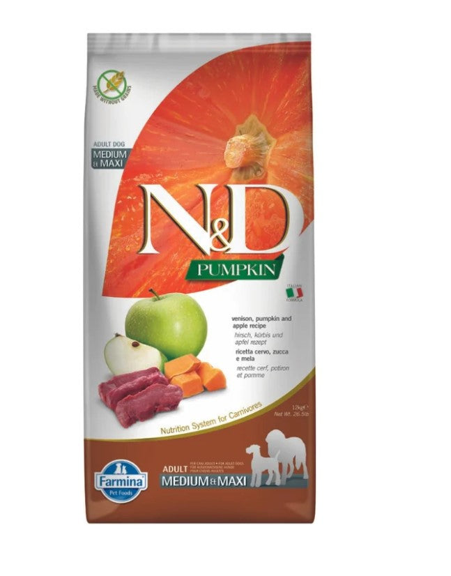 N&D - Venison, Pumpkin & Apple Recipe - Adult Med/Maxi Dogs - 26.5lb.