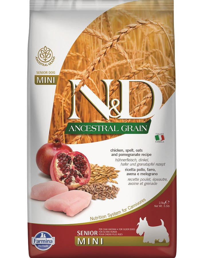 N&D - Chicken, Spelt, Oats & Pomegranate for Senior Mini - 5.5lb