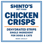 Shinto’s Chicken Crisps generic label — dehydrated single-ingredient treats for dogs and cats