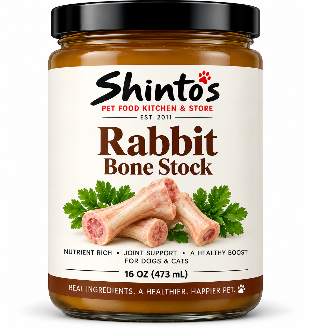 Shinto’s Rabbit Bone Stock for dogs and cats – 16 oz
