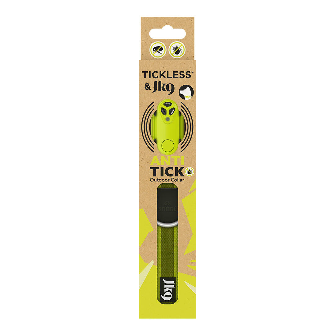 Tickless Mini device and JULIUS-K9 outdoor collar set in neon yellow