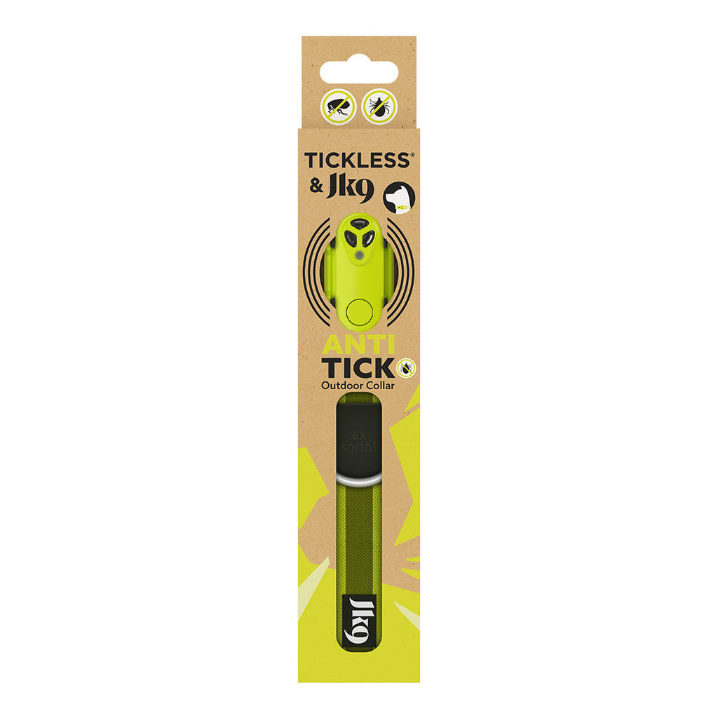 Tickless Mini device and JULIUS-K9 outdoor collar set in neon yellow