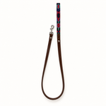 Tulum HM leather dog leash with colorful handwoven handle
