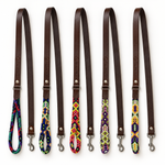 Tulum HM leather dog leashes with assorted handwoven handles