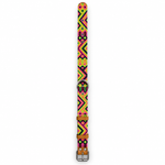 Tulum Holbox thin handwoven dog collar in neon pink and lime