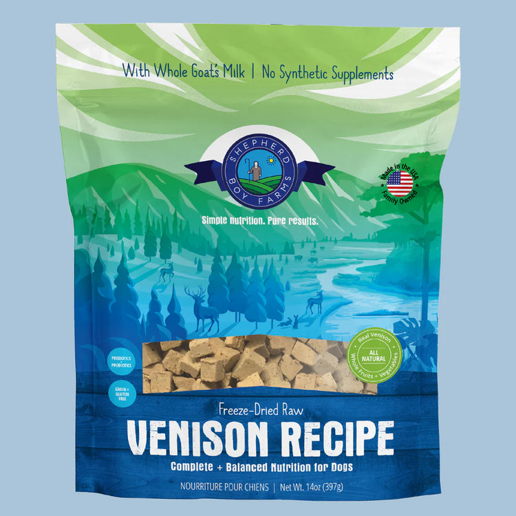 Shepherd Boy Farms Venison Freeze-Dried Raw Dog Food – 14 oz