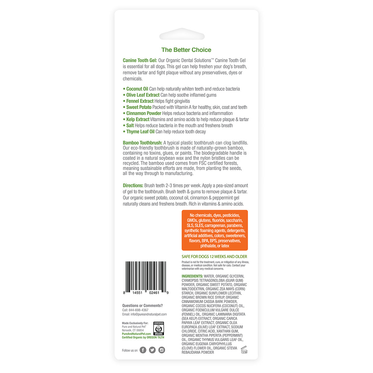 Organic Canine Tooth Gel & Eco-Friendly Bamboo Toothbrush – Natural Dental Care for Dogs