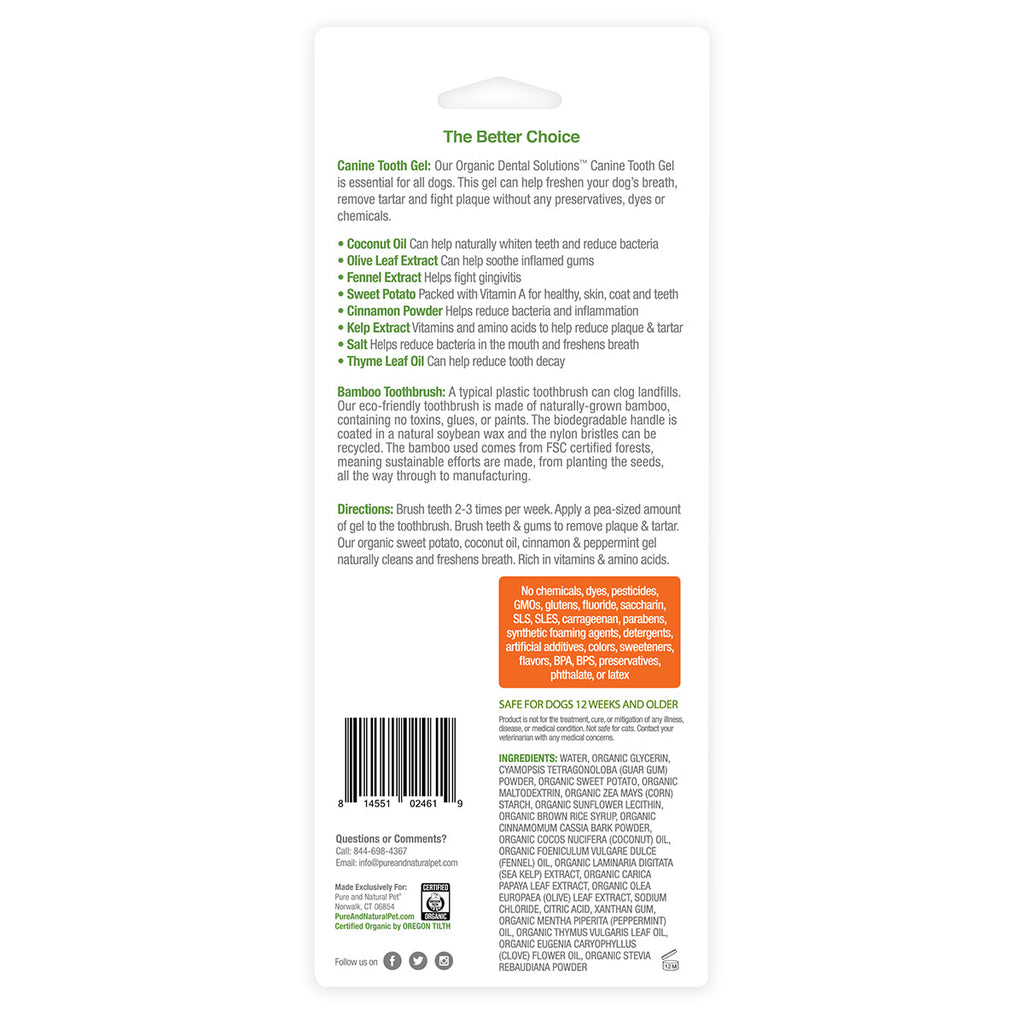 Pure & Natural Pet Tooth Gel & Bamboo Toothbrush – Dogs