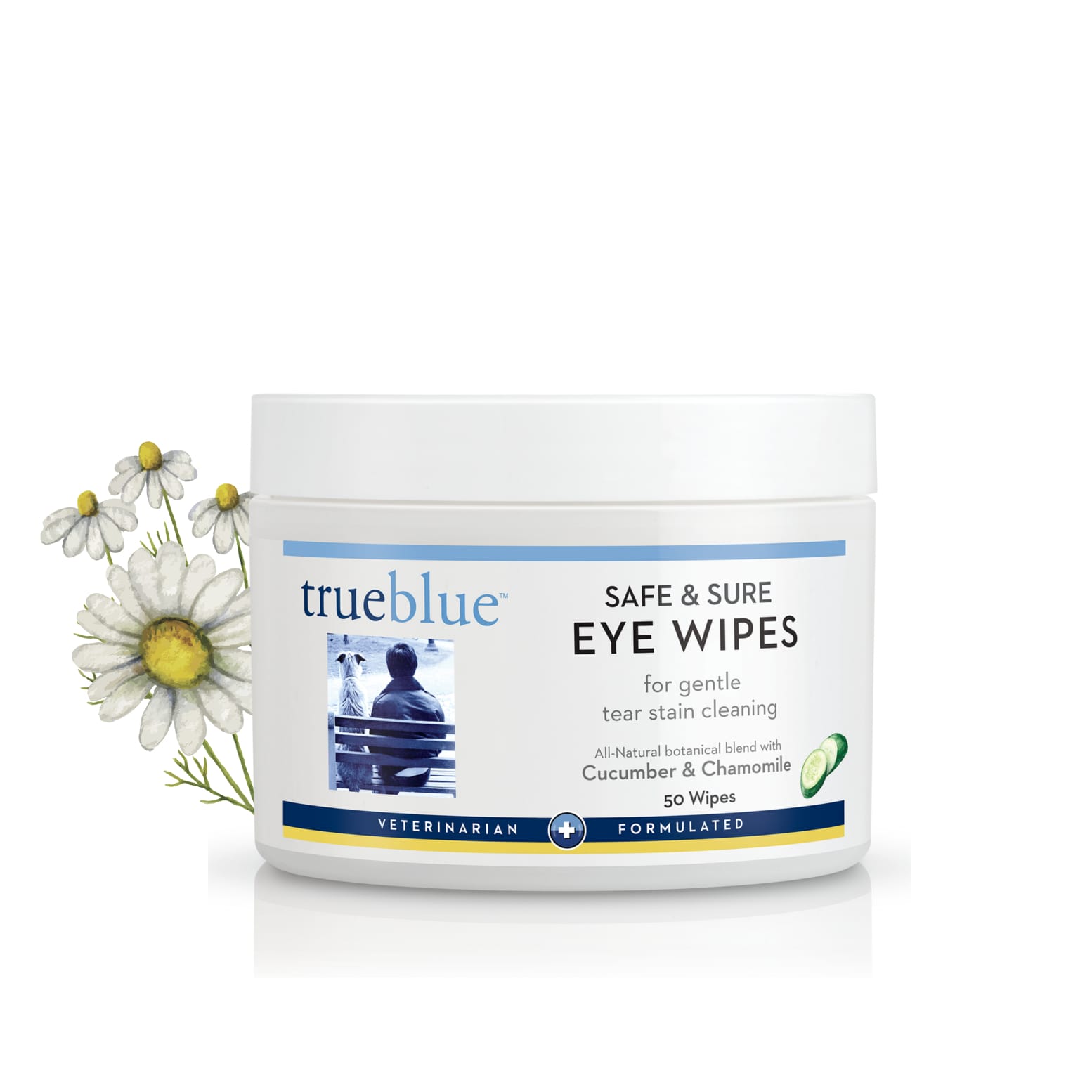 TrueBlue Safe & Sure Eye Wipes – Gentle Tear Stain Remover for Dogs & Cats