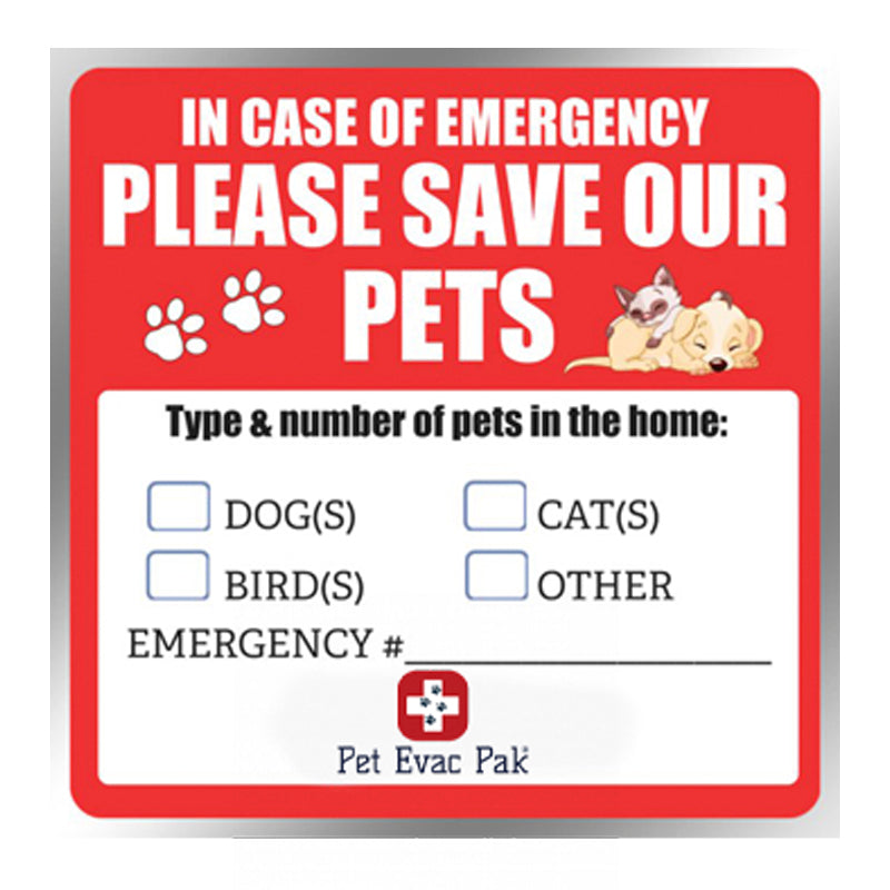 Pet Evac Pak - Save Our Pets Window Decal