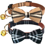 Plaid Cat Collar with Bow Tie & Bells