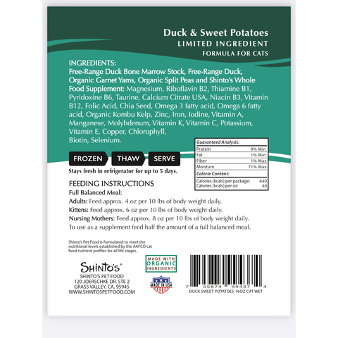Shinto’s Duck & Sweet Potato Fresh Cat Food