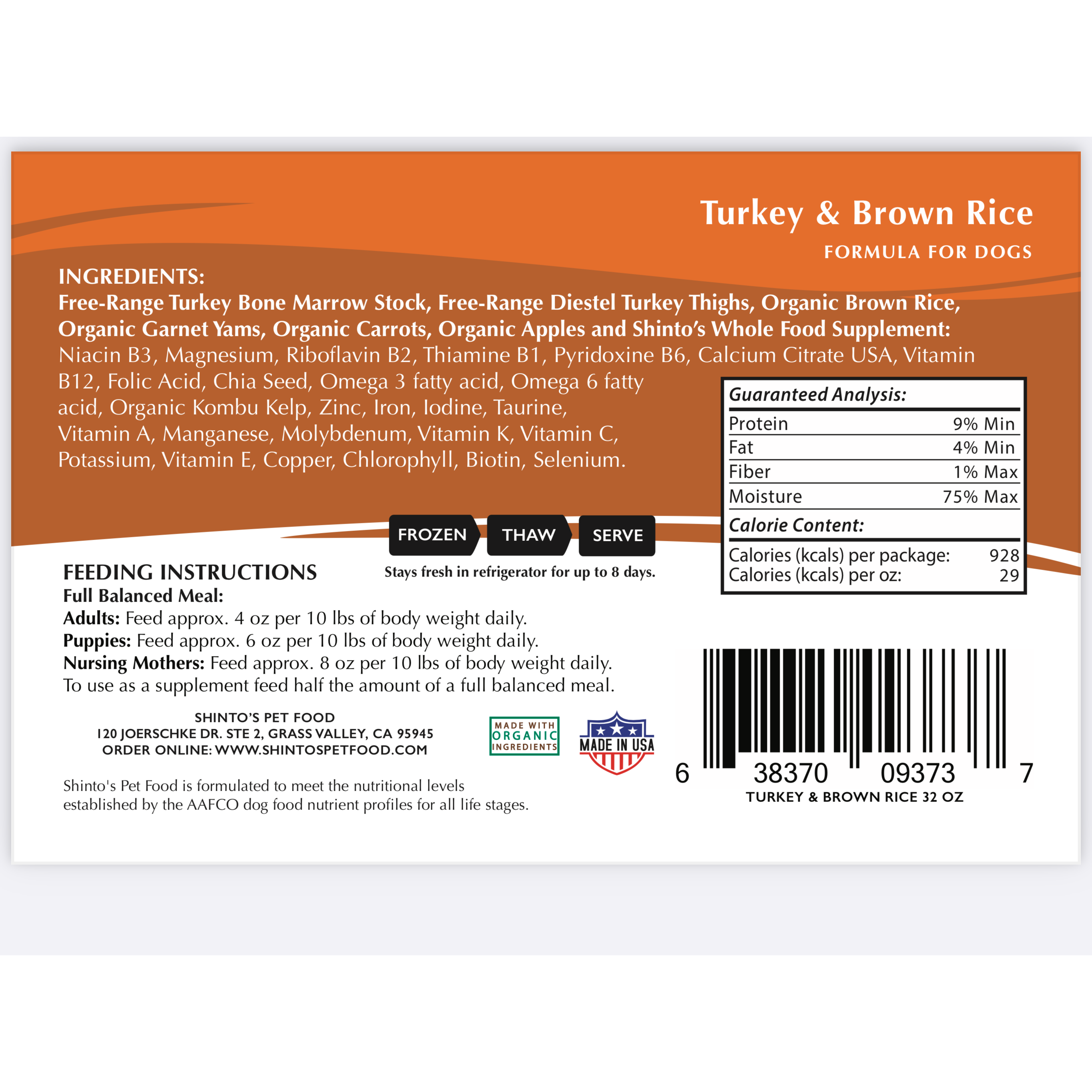 Turkey & Brown Rice Formula - For Dogs