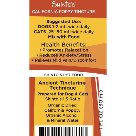 Shinto’s California Poppy Tincture for dogs and cats