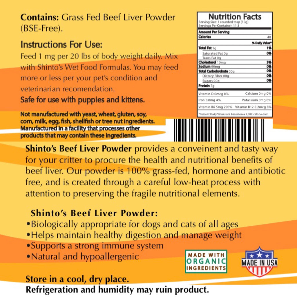 Shinto’s Beef Liver Powder for Dogs & Cats – 3 oz