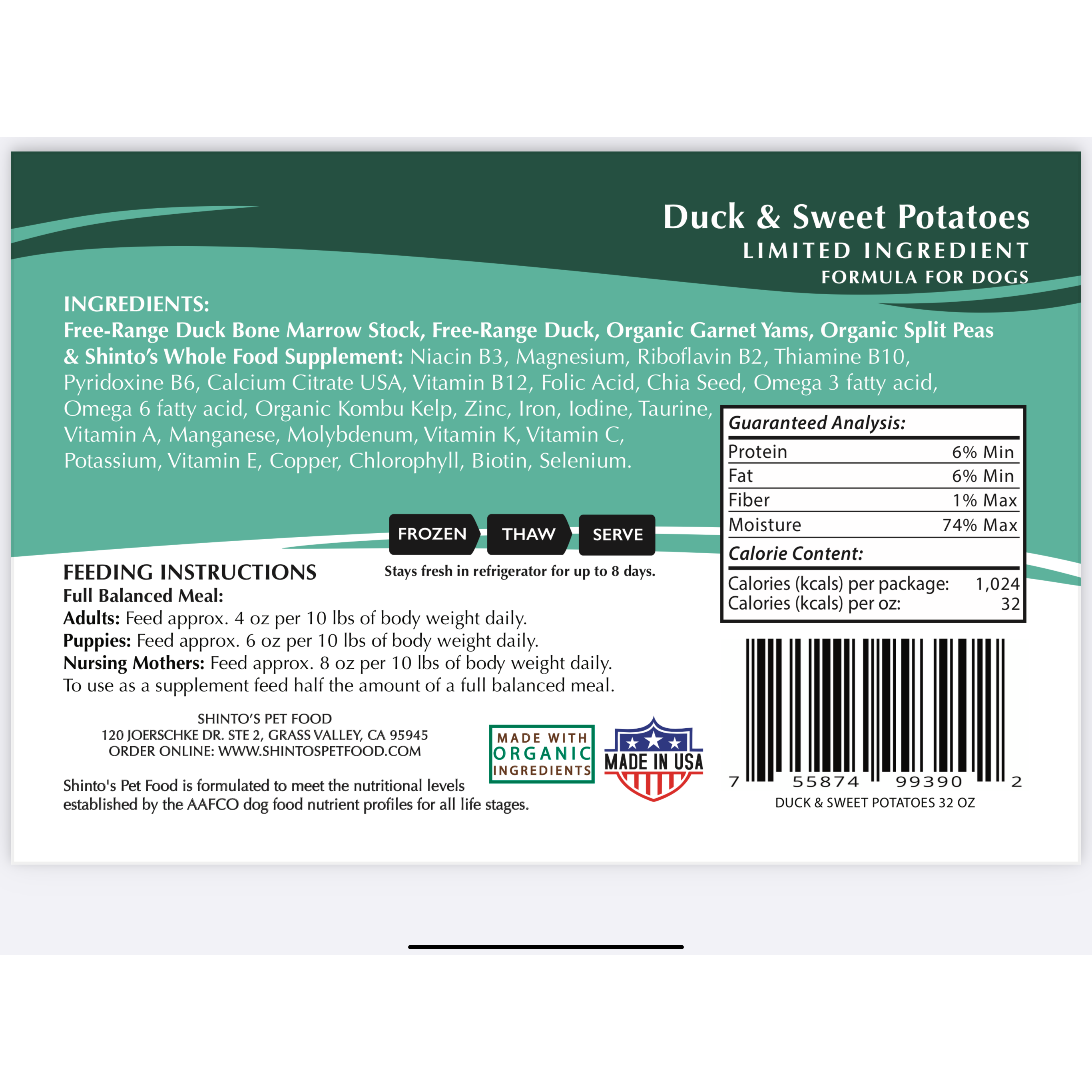 Duck & Sweet Potatoes Formula - For Dogs