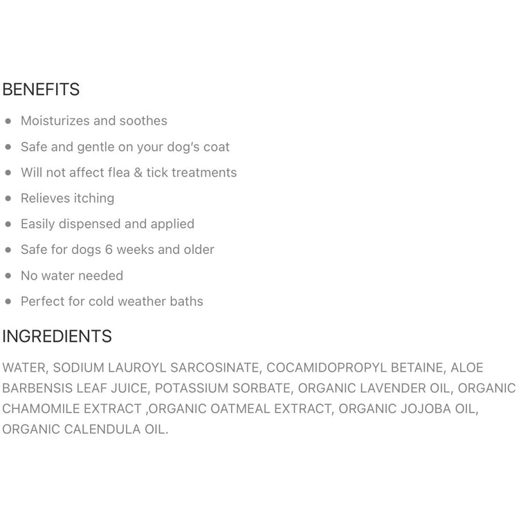 Pure & Natural Pet Waterless Foaming Dog Shampoo
