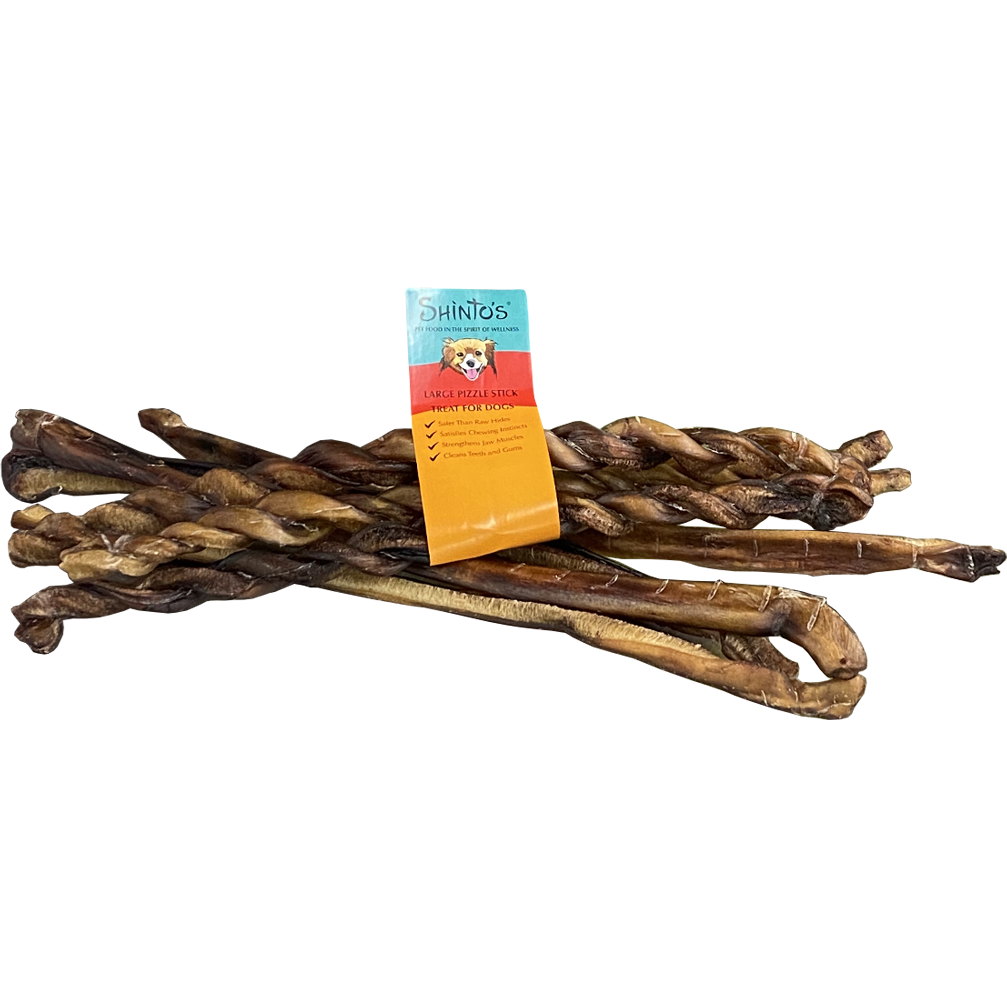 Shinto’s Natural Bully Sticks – Large Pizzle Dog Chews – Long-Lasting Treats for Dental Health