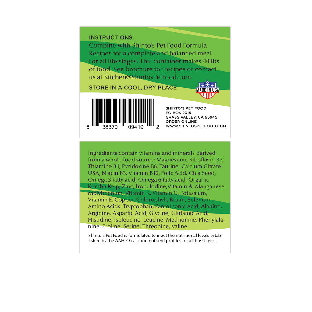 Shinto’s Whole Food Supplement for Cats - Complete Daily Nutrition