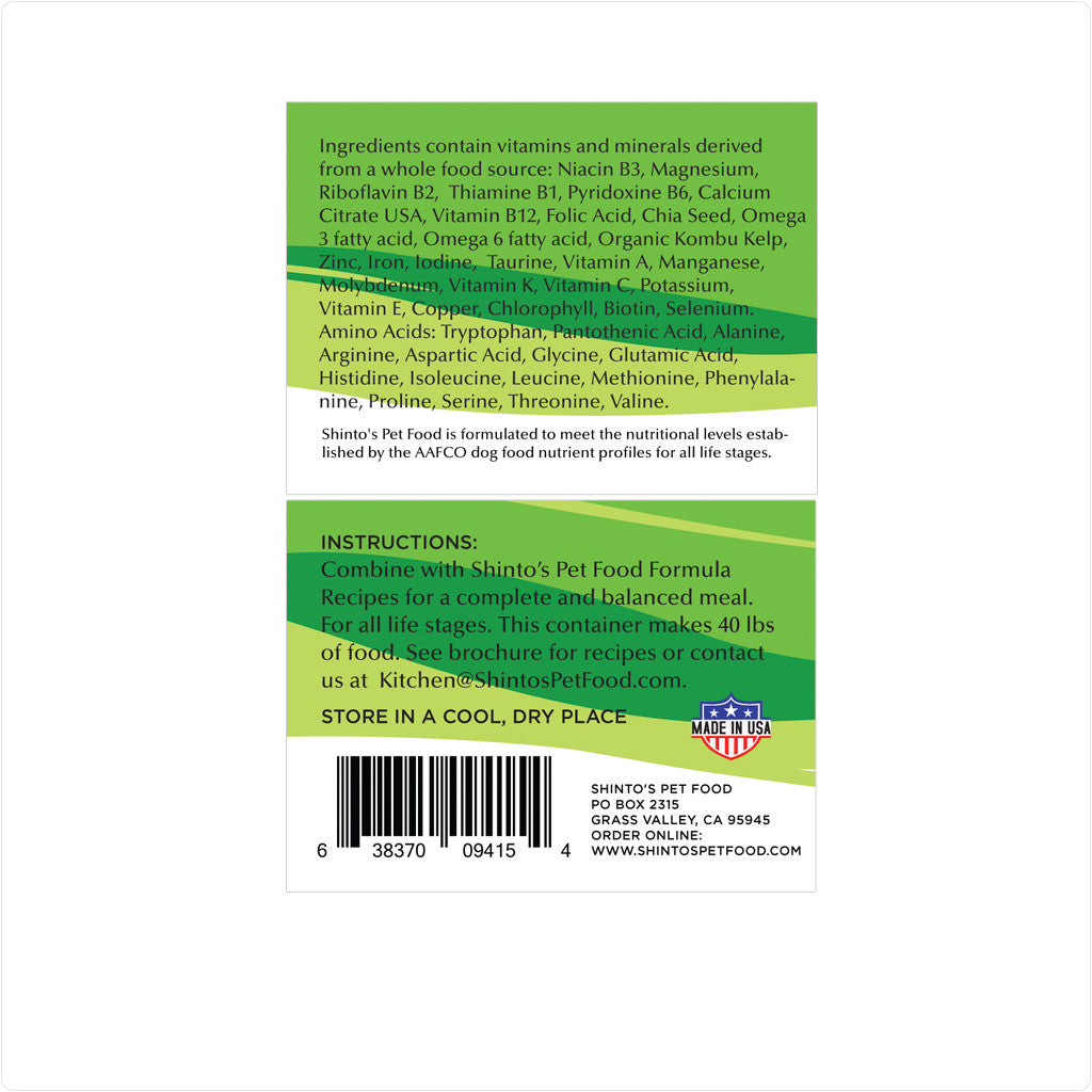 Shinto’s Whole Food Supplement for Dogs - Complete Daily Nutrition